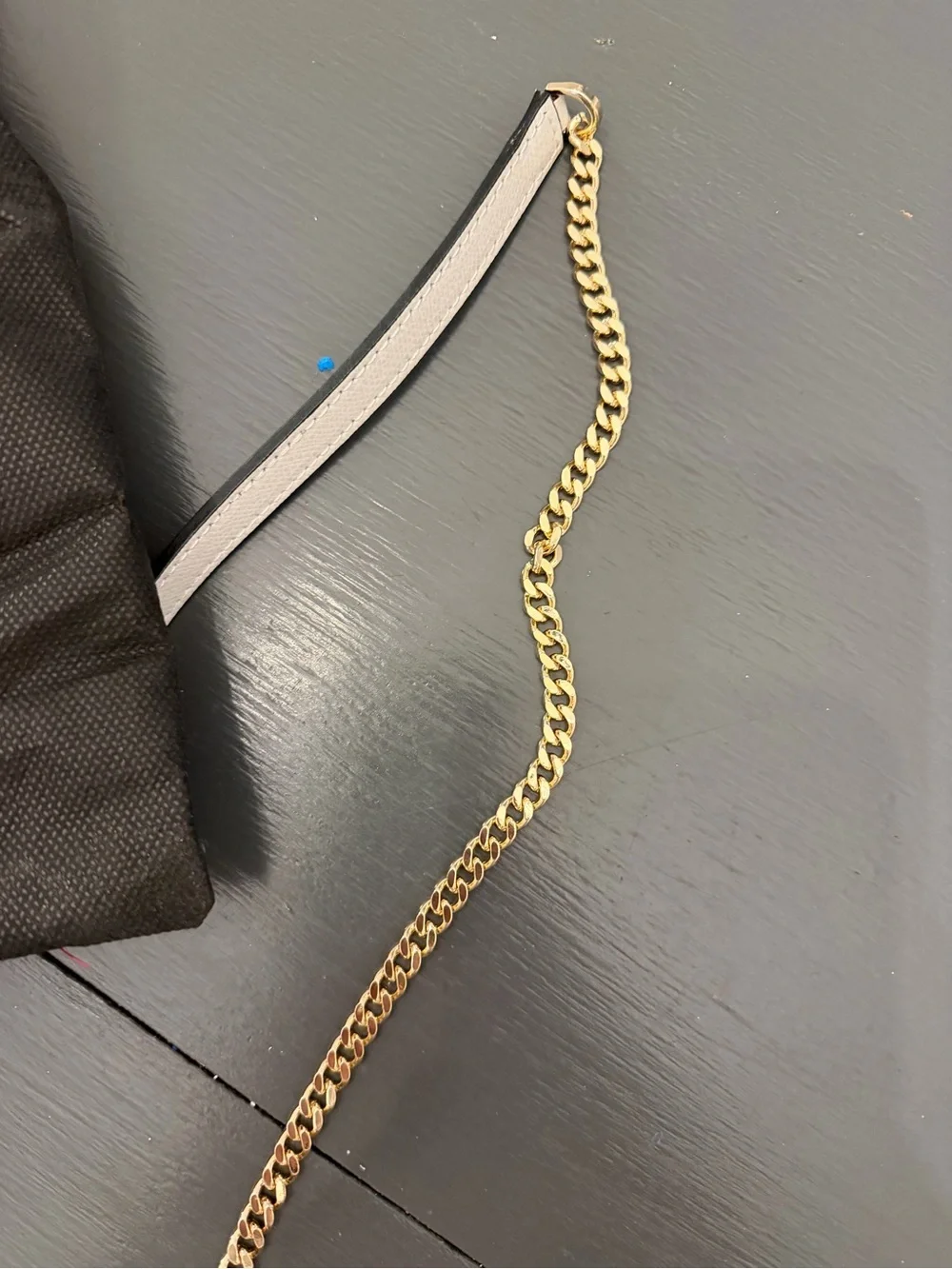 Valentino Cream Leather Chain Crossbody Bag with Gold Hardware